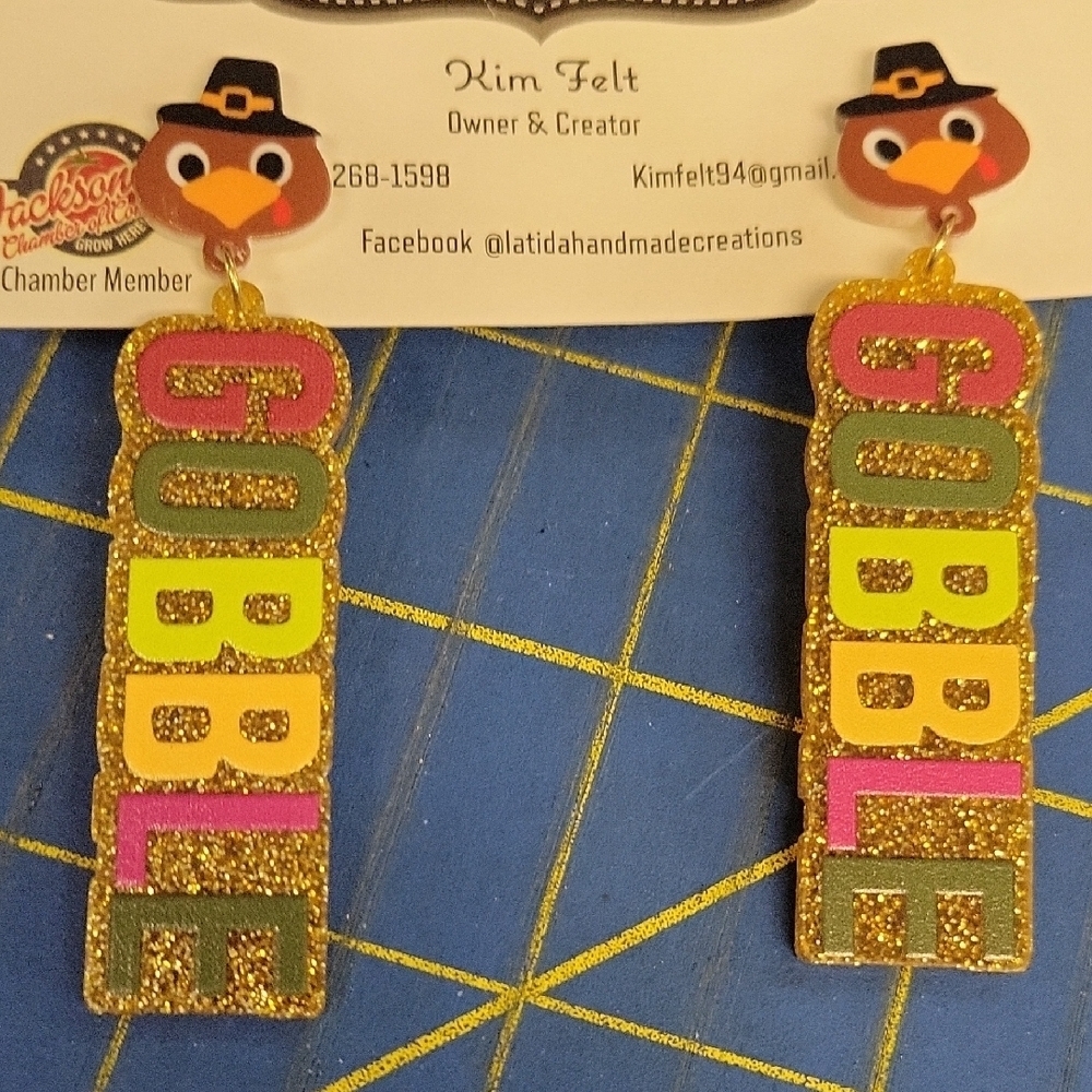 Turkey Gobble Fall Autumn Thanksgiving Earrings